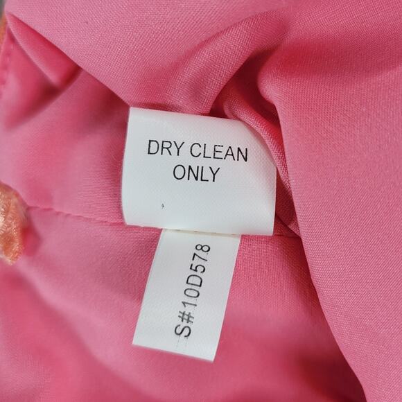 Kay Unger Sheath Dress Womens 4 Orange Raised Muted Polka Dots V Neck - Picture 6 of 12